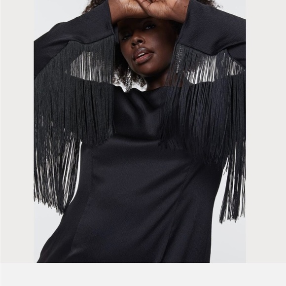 ✂️ H&M Black Long Sleeve Fringe Dress - Picture 9 of 11